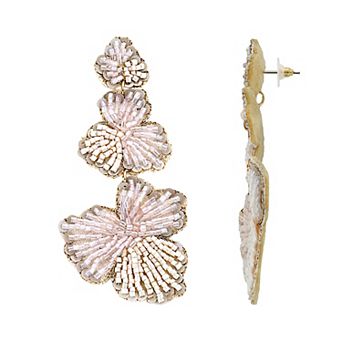 PANNEE BY PANACEA Beaded Flower Statement Drop Earrings