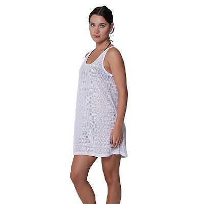 crochet tank dress cover up Orchid Sleeveless Crochet Dress Cover-Up-White