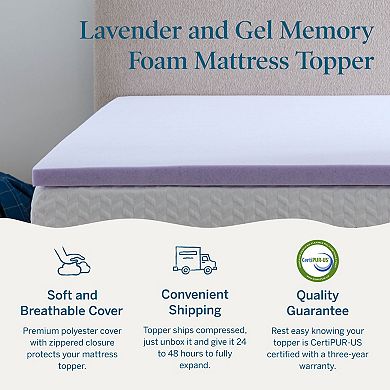 Lucid Dream 2-in. Gel & Lavender Mattress Topper with Cover