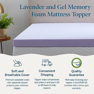 Lucid Dream 3-in. Gel & Lavender Mattress Topper with Cover