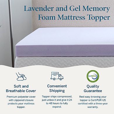 Lucid Dream 4-in. Lavender & Gel & Lavender Mattress Topper with Cover
