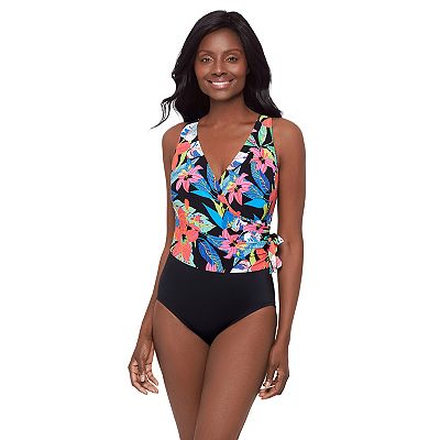 Women s Great Lengths Floral Shade Side Tie One Piece Swimsuit