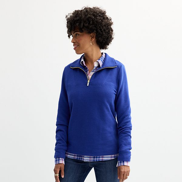 Women's Croft & Barrow® Quarter-Zip Pullover - Flynn Navy (X SMALL)