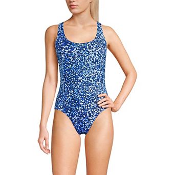 Women's Lands' End D-Cup Scoopneck High Leg Tugless Sporty One-Piece Swimsuit