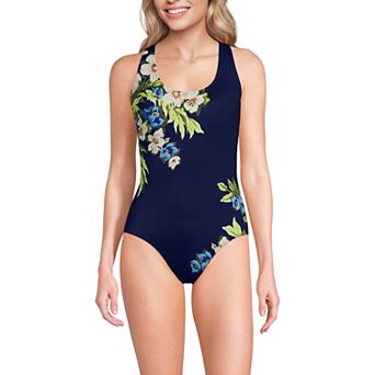 Women's Lands' End D-Cup Scoopneck High Leg Tugless Sporty One-Piece Swimsuit