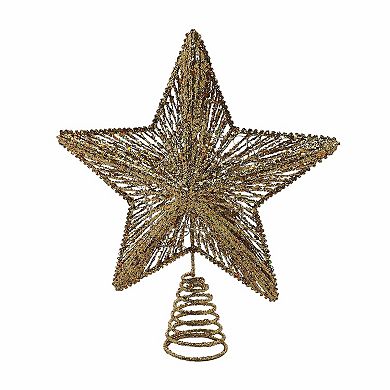 St. Nicholas Square LED Gold Glitter Star Tree Topper