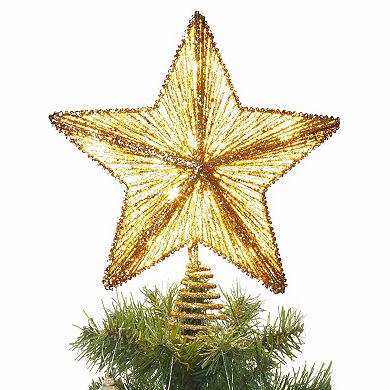 St. Nicholas Square LED Gold Glitter Star Tree Topper