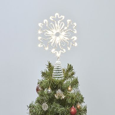St. Nicholas Square Neon LED Snowflake Tree Topper