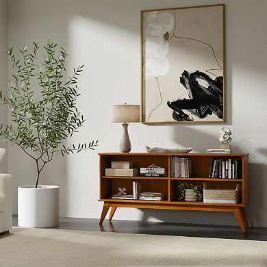 Simpli Home Draper Low 4-Shelf Bookcase