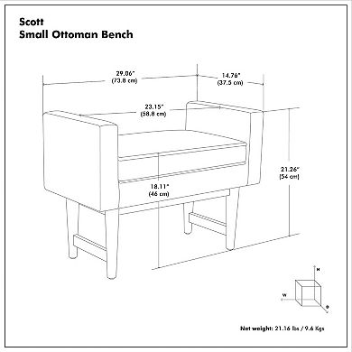 Simpli Home Scott Small Ottoman Bench