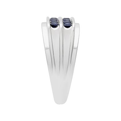 AXL Men's Sterling Silver Lab-Created Blue Sapphire Double Row Band