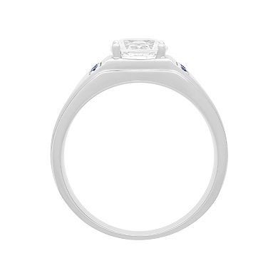 AXL Men's Sterling Silver Lab-Created White & Blue Sapphire Band