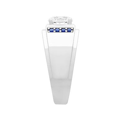 AXL Men's Sterling Silver Lab-Created White & Blue Sapphire Band