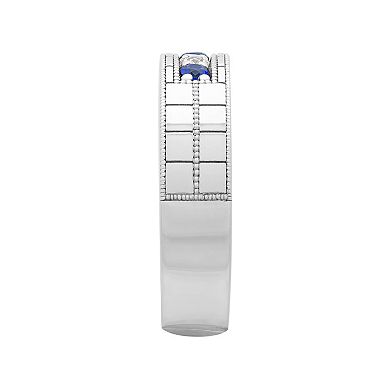 AXL Men's Sterling Silver Lab-Created Blue & White Sapphire Band