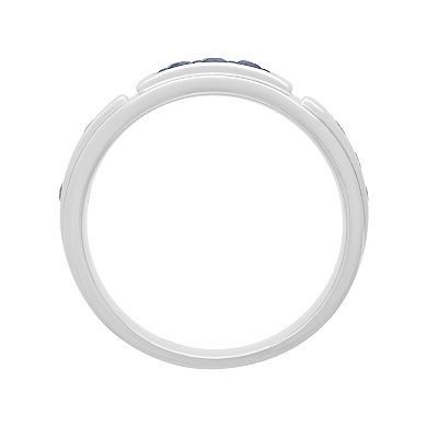 AXL Men's Sterling Silver Lab-Created Blue & White Sapphire Band