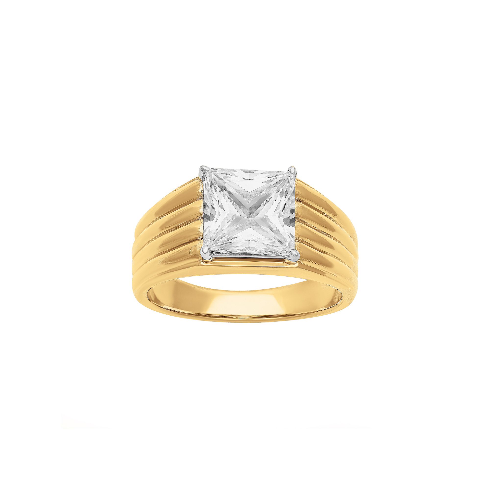AXL Mens 18k Gold Over Silver Lab-Created White Sapphire Band, Size: 9, Go
