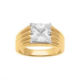 AXL Men's 18k Gold Over Silver Lab-Created White Sapphire Band