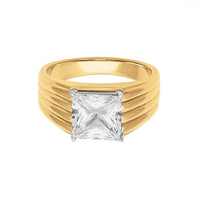 AXL Men's 18k Gold Over Silver Lab-Created White Sapphire Band