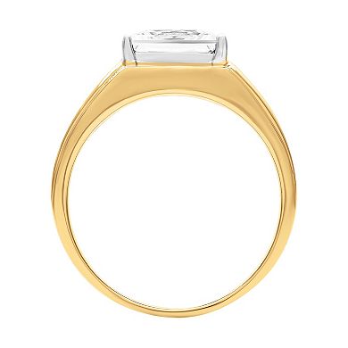 AXL Men's 18k Gold Over Silver Lab-Created White Sapphire Band