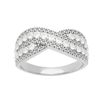 Love Always Sterling Silver Lab-Created White Sapphire Crossover Anniversary Band Ring