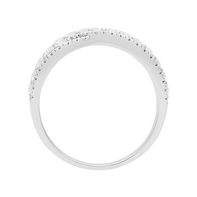 Love Always Sterling Silver Lab-Created White Sapphire Crossover Anniversary Band Ring