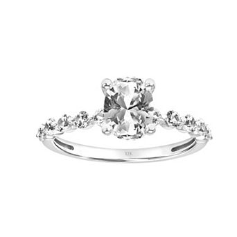 Love Always 10k White Gold Oval-Cut Lab-Created White Sapphire Engagement Ring
