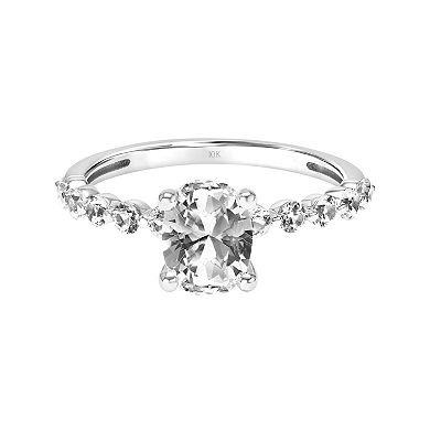 Love Always 10k White Gold Oval-Cut Lab-Created White Sapphire Engagement Ring