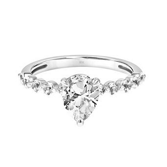 Love Always 10k White Gold Pear-Cut Lab-Created White Sapphire Engagement Ring