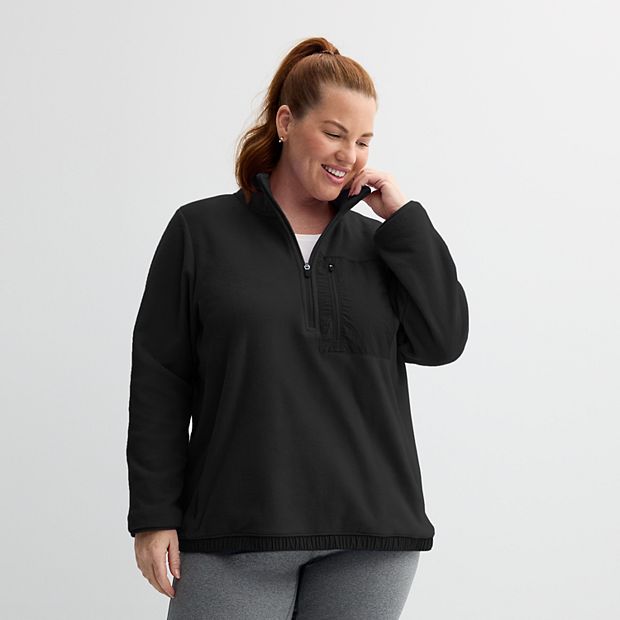 Plus Size Tek Gear Mixed Media Micro Fleece Popover Sweater