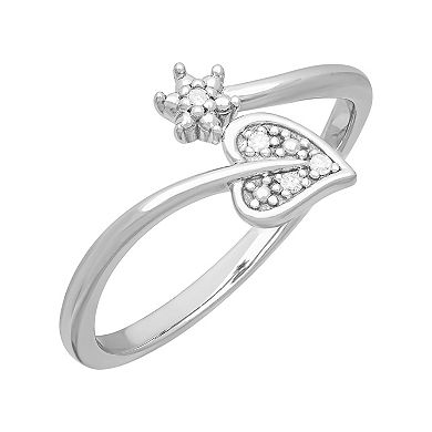 Love Always 10k White Gold Diamond Accent Leaf Band