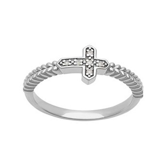 Love Always Sterling Silver Diamond Accent Cross Band