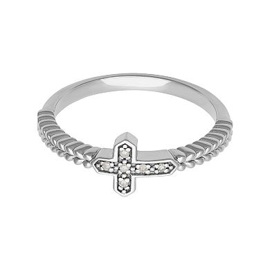 Love Always Sterling Silver Diamond Accent Cross Band
