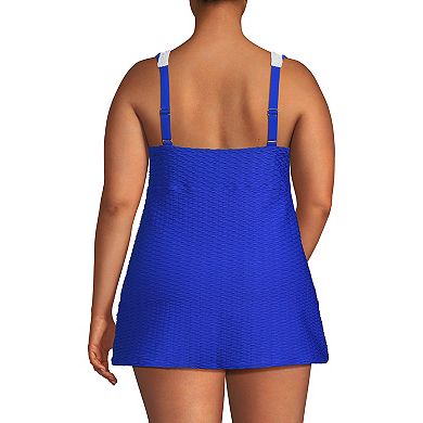 Plus Size Lands' End Texture Squareneck Mini Swimdress Swimsuit