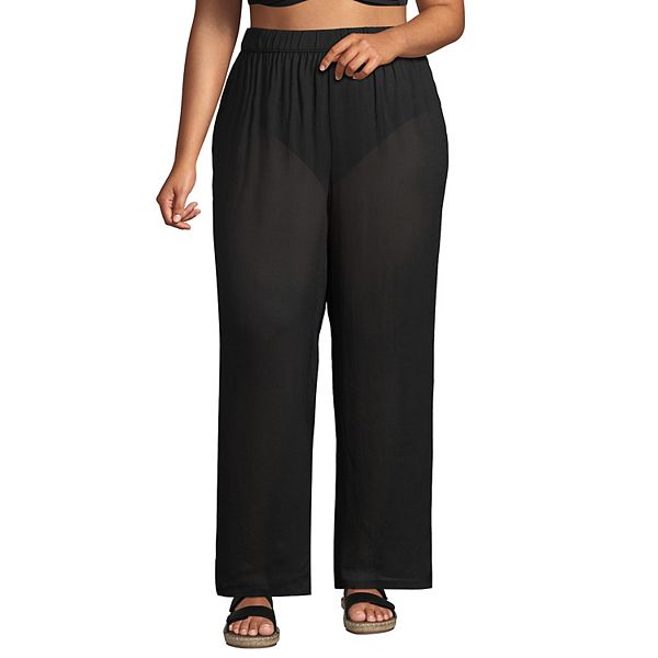 Plus Size Lands' End Sheer Oversized Swim Cover-Up Pants