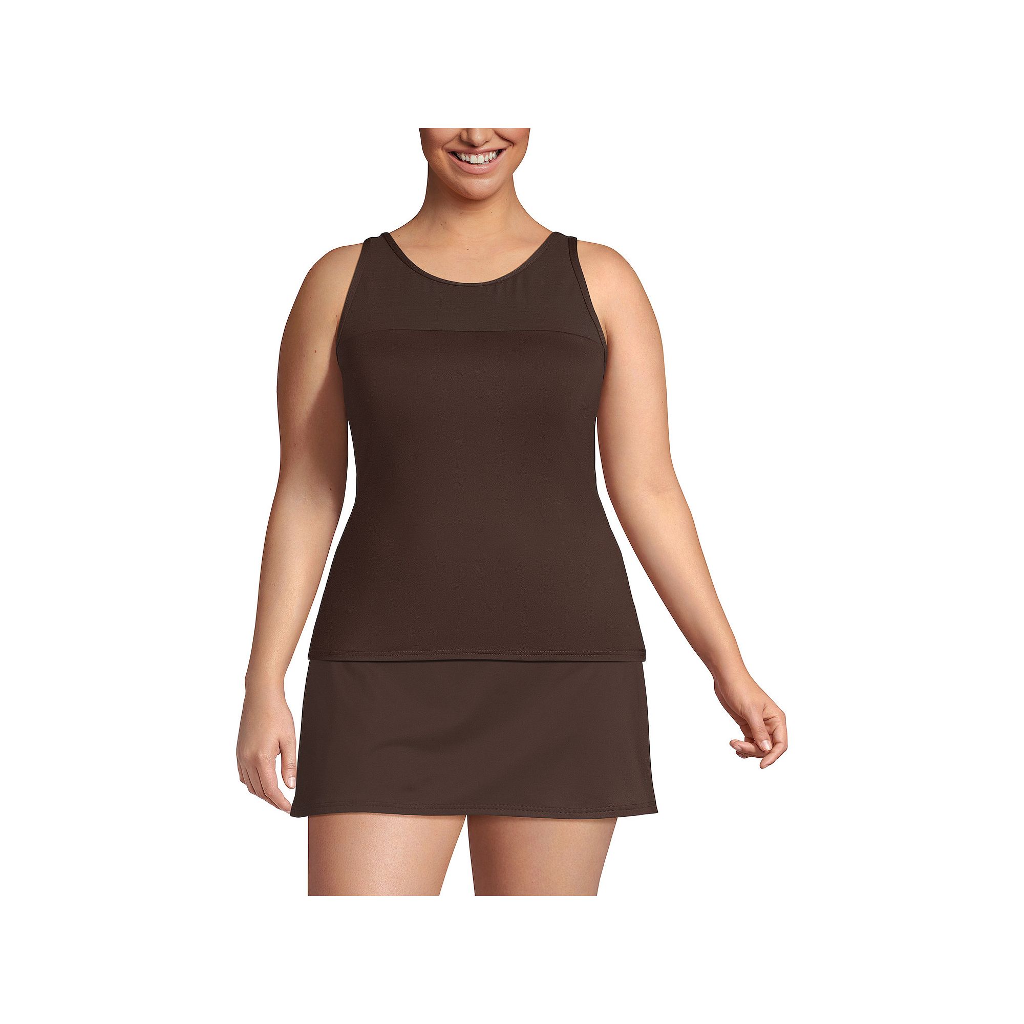 Plus Size Lands End Chlorine Resistant Smoothing Control High Neck Tankini