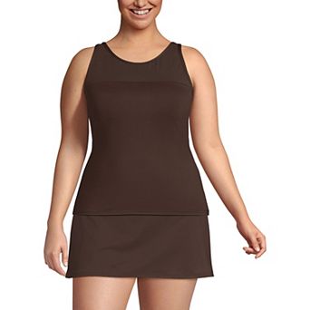 Plus Size Lands' End Chlorine Resistant Smoothing Control High Neck Tankini Swimsuit Top