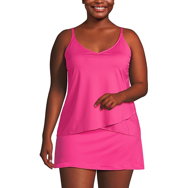 Plus Size Lands End Chlorine Resistant Tulip Hem Tankini Swimsuit Top