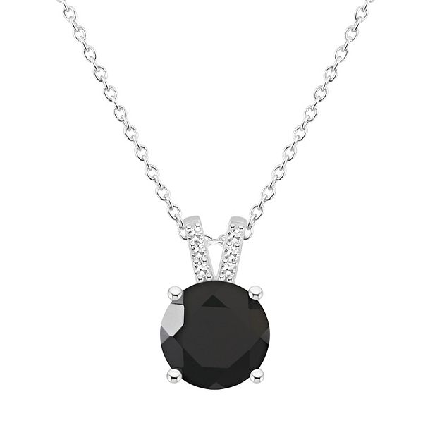 Alyson Layne Sterling Silver Round Black Onyx Diamond Accent Pendant ...