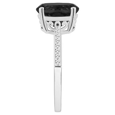 Alyson Layne Sterling Silver Oval Black Onyx 1/10 Carat T.W. Diamond Ring