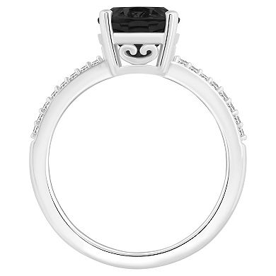 Alyson Layne Sterling Silver Oval Black Onyx 1/10 Carat T.W. Diamond Ring