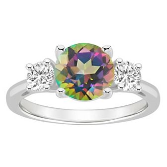 Alyson Layne Sterling Silver Round Mystic Topaz & White Topaz Three-Stone Ring