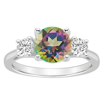 Alyson Layne Sterling Silver Round Mystic Topaz & White Topaz Three-Stone Ring