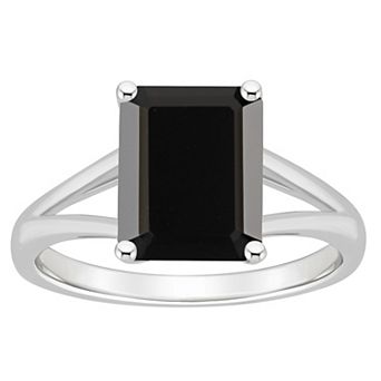 Alyson Layne Sterling Silver Emerald Cut Black Onyx Ring