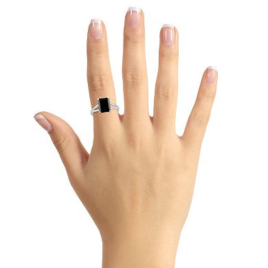 Alyson Layne Sterling Silver Emerald Cut Black Onyx Ring