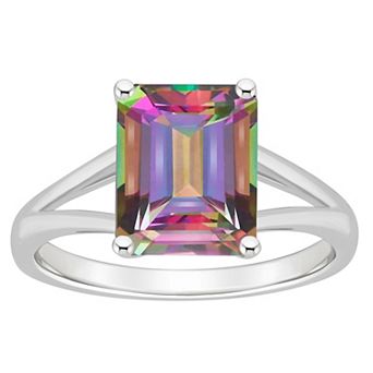 Alyson Layne Sterling Silver Emerald Cut Mystic Topaz Ring