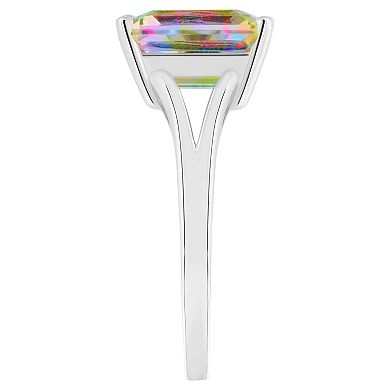 Alyson Layne Sterling Silver Emerald Cut Mystic Topaz Ring
