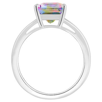 Alyson Layne Sterling Silver Emerald Cut Mystic Topaz Ring