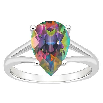 Alyson Layne Sterling Silver Pear Shape Mystic Topaz Ring