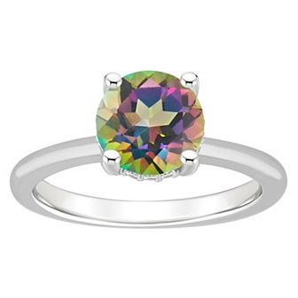 Alyson Layne Sterling Silver Round Mystic Topaz Diamond Accent Ring