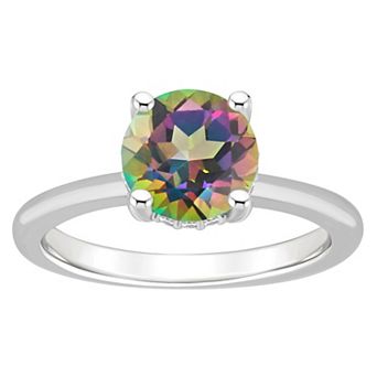 Alyson Layne Sterling Silver Round Mystic Topaz Diamond Accent Ring